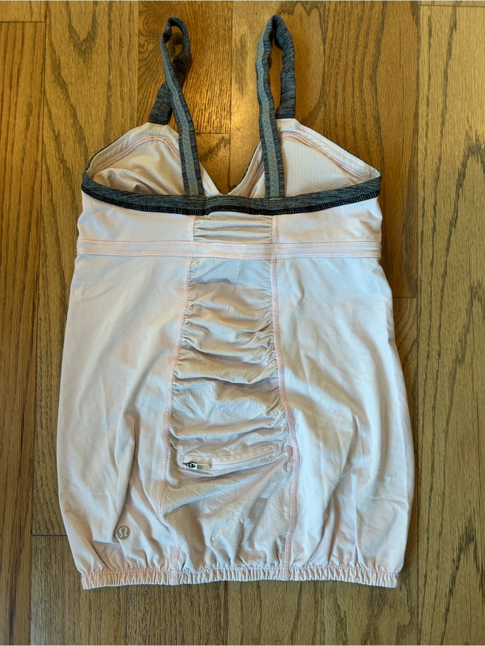 lululemon vintage athletica Pale Pink Built-In Bra Tank with Gray Trim
